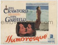 2v507 HUMORESQUE title lobby card '46 close up of Joan Crawford on beach and with John Garfield!