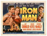 2v528 IRON MAN title card '51 barechested boxer Jeff Chandler with Evelyn Keyes & in boxing ring!