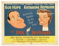 2v529 IRON PETTICOAT title lobby card '56 great artwork of hilarious Bob Hope & Katharine Hepburn!