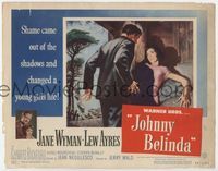 2v536 JOHNNY BELINDA title lobby card '48 Jane Wyman was alone with terror and torment, Lew Ayres
