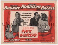 2v544 KEY LARGO TC '48 Humphrey Bogart, Lauren Bacall, Edward G. Robinson, John Huston film noir!