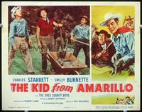 2v147 KID FROM AMARILLO movie lobby card '51 Charles Starrett & two buddies singing and digging ore!