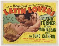 2v558 LATIN LOVERS title lobby card '53 best huge kiss close up of Lana Turner & Ricardo Montalban!