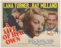 2v562 LIFE OF HER OWN title card '50 close up of sexiest Lana Turner, plus kissing Ray Milland!