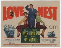 2v567 LOVE NEST title card '51 William Lundigan stands between sexy Marilyn Monroe & June Haver!