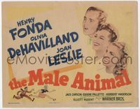 2v575 MALE ANIMAL title card '42 art of Henry Fonda with pretty Olivia de Havilland & Joan Leslie!