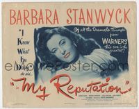 2v593 MY REPUTATION TC '46 art of bad Barbara Stanwyck who thought she knew what she was doing!