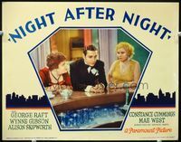 2v192 NIGHT AFTER NIGHT movie lobby card '32 sexy Mae West at bar with George Raft & Wynne Gibson!