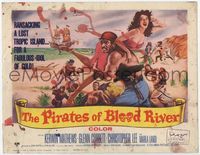 2v623 PIRATES OF BLOOD RIVER TC '62 great artwork of Kerwin Mathews carrying sexy babe, Hammer!
