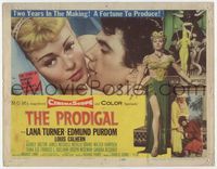 2v634 PRODIGAL movie title lobby card '55 close up sexiest Biblical Lana Turner & Edmond Purdom!