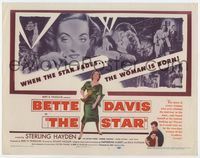 2v701 STAR title lobby card '53 great artwork of Hollywood actress Bette Davis & her rise and fall!
