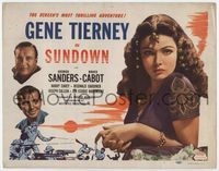 2v719 SUNDOWN title card R40s best close up of super sexy Gene Tierney, George Sanders, Bruce Cabot