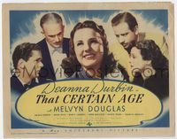 2v730 THAT CERTAIN AGE title lobby card '38 great image of cast staring at smiling Deanna Durbin!