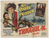 2v749 TRIGGER JR. signed TC '50 by both Roy Rogers & Dale Evans, plus cool artwork of Trigger!