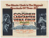2v758 VERA CRUZ title lobby card '55 best close up artwork of cowboys Gary Cooper & Burt Lancaster!