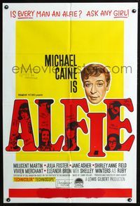 2w236 ALFIE Aust movie one-sheet poster '66 British cad Michael Caine loves them and leaves them!