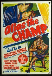 2w237 ALIAS THE CHAMP Australian movie one-sheet poster '49 Gorgeous George, Tor Johnson, wrestling