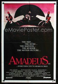 2w242 AMADEUS Australian movie one-sheet poster '84 Milos Foreman, Mozart biography, cool artwork!