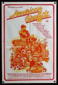 2w243 AMERICAN GRAFFITI Aust 1sh R70s George Lucas teen classic, it was the time of your life!