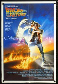 2w247 BACK TO THE FUTURE Aust 1sh '85 Robert Zemeckis, art of Michael J. Fox & Delorean by Struzan!