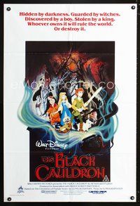 2w256 BLACK CAULDRON Aust one-sheet poster '85 first Walt Disney CG, cool fantasy art by P. Wensel!