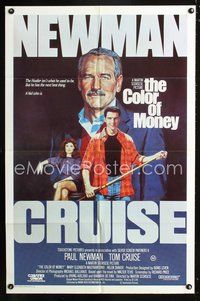 2w276 COLOR OF MONEY Aust 1sh '86 Robert Tanenbaum artwork of Paul Newman & Tom Cruise playing pool