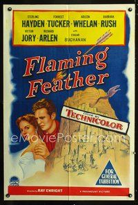 2w304 FLAMING FEATHER Aust 1sheet '52 Ray Enright, Sterling Hayden, western Native American artwork!