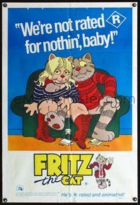 2w313 FRITZ THE CAT Aust one-sheet poster '72 Ralph Bakshi sex cartoon, he's r-rated and animated!