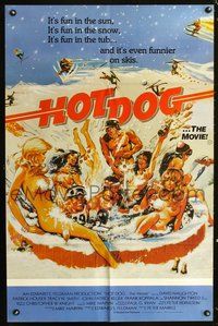 2w334 HOT DOG Aust movie one-sheet poster '84 David Naughton, Patrick Houser, skiing, wild sexy art!