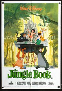 2w352 JUNGLE BOOK Aust one-sheet R86 Walt Disney cartoon classic, great image of all characters!