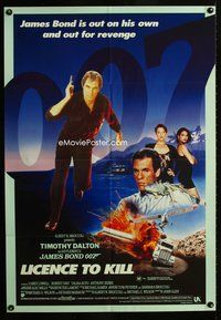2w374 LICENCE TO KILL Aust one-sheet poster '89 Timothy Dalton as James Bond, he's out for revenge!