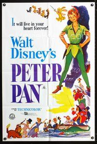 2w409 PETER PAN Aust 1sh movie poster R70s Walt Disney classic!