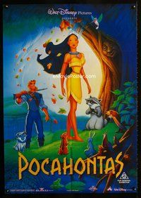 2w415 POCAHONTAS Aust movie one-sheet poster '95 Walt Disney, completely different & great art!