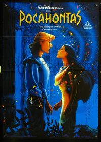 2w416 POCAHONTAS Aust movie one-sheet poster '95 Walt Disney, Native Americans, romantic artwork!