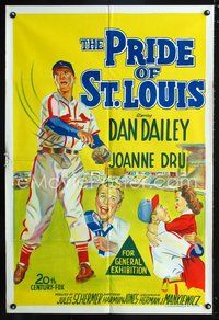 2w419 PRIDE OF ST. LOUIS Aust one-sheet '52 Dan Dailey as Cardinals baseball player Dizzy Dean!