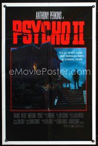 2w422 PSYCHO II Aust 1sheet '83 Anthony Perkins as Norman Bates, cool creepy image of classic house!