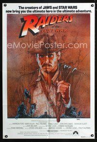 2w427 RAIDERS OF THE LOST ARK Aust one-sheet '81 great artwork of Harrison Ford by Richard Amsel!