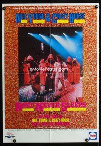 2w443 RUST NEVER SLEEPS Aust one-sheet '79 wild image of Neil Young on stage with hooded figures!