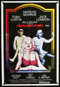 2w452 SOME LIKE IT HOT Aust one-sheet R80 sexy Marilyn Monroe w/Tony Curtis & Jack Lemmon in drag!