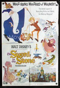 2w476 SWORD IN THE STONE Aust one-sheet poster R73 Disney's story of King Arthur & Merlin, cool art!