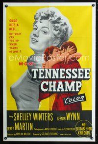 2w479 TENNESSEE CHAMP Aust 1sheet '54 boxing, Shelley Winters, what can you do when you're in love?