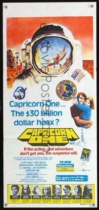 2w539 CAPRICORN ONE Aust daybill '78 Elliott Gould, O.J. Simpson, the moon landing never happened!