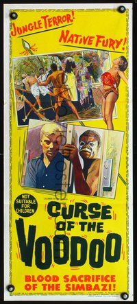 2w555 CURSE OF THE VOODOO Australian daybill '65 Bryant Haliday, Dennis Price, jungle thriller!