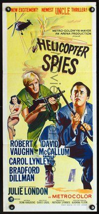 2w627 HELICOPTER SPIES Australian daybill '67 Robert Vaughn, David McCallum, The Man from UNCLE!