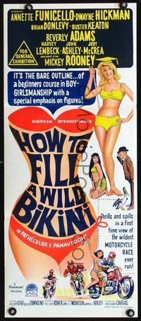 2w644 HOW TO STUFF A WILD BIKINI Aust daybill '65 Annette Funicello, Buster Keaton, Dwayne Hickman