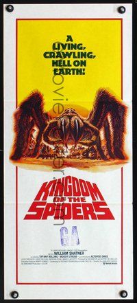 2w671 KINGDOM OF THE SPIDERS Australian daybill '77 William Shatner, great giant fuzzy spider art!