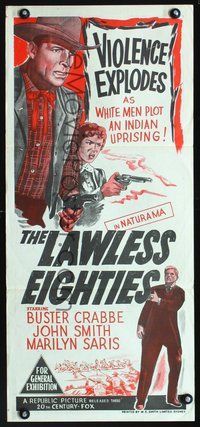 2w680 LAWLESS EIGHTIES Australian daybill movie poster '57 Buster Crabbe, John Smith, Marilyn Saris