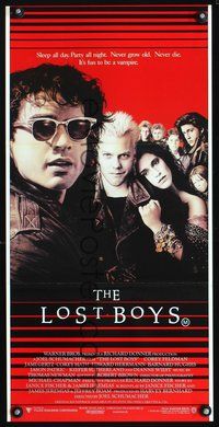 2w705 LOST BOYS Aust daybill '87 Kiefer Sutherland, teen vampires, directed by Joel Schumacher!