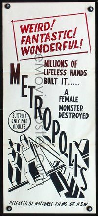 2w738 METROPOLIS Australian daybill R52 Fritz Lang sci-fi classic!