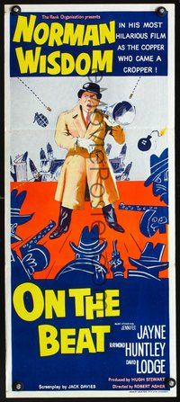 2w771 ON THE BEAT Australian daybill movie poster '62 wacky Scotland Yard detective Norman Wisdom!